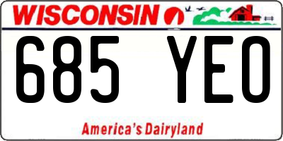WI license plate 685YEO