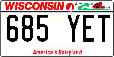 WI license plate 685YET