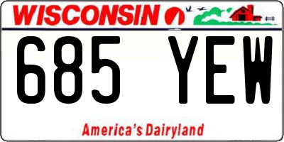 WI license plate 685YEW