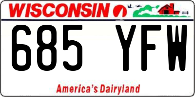 WI license plate 685YFW