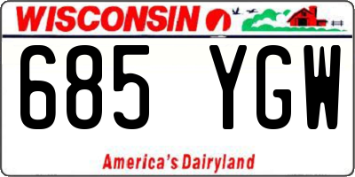 WI license plate 685YGW