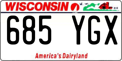 WI license plate 685YGX