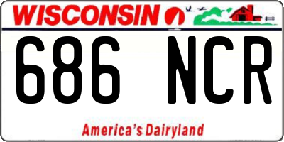 WI license plate 686NCR
