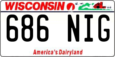 WI license plate 686NIG