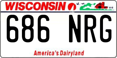 WI license plate 686NRG