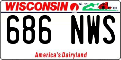 WI license plate 686NWS