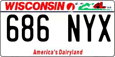 WI license plate 686NYX