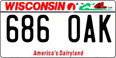 WI license plate 686OAK