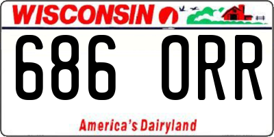 WI license plate 686ORR