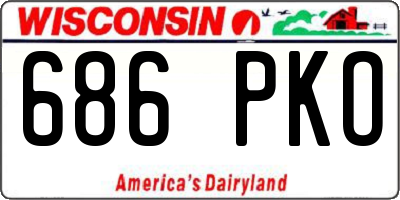 WI license plate 686PKO