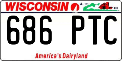 WI license plate 686PTC