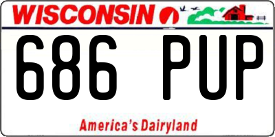WI license plate 686PUP