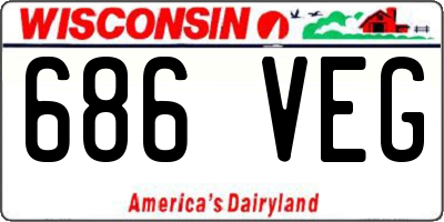 WI license plate 686VEG
