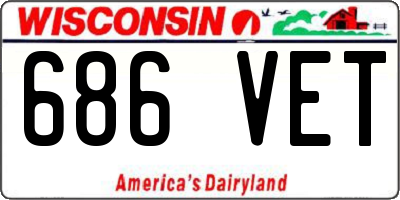WI license plate 686VET