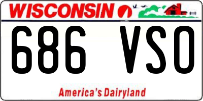 WI license plate 686VSO