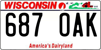 WI license plate 687OAK