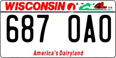 WI license plate 687OAO