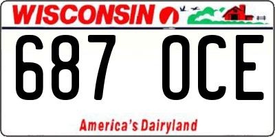 WI license plate 687OCE