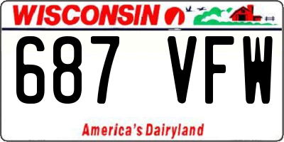 WI license plate 687VFW
