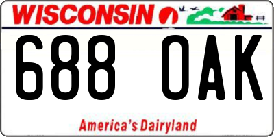 WI license plate 688OAK