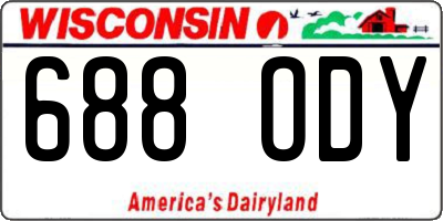 WI license plate 688ODY