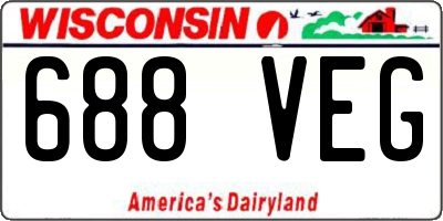 WI license plate 688VEG