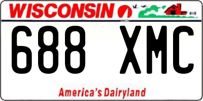 WI license plate 688XMC