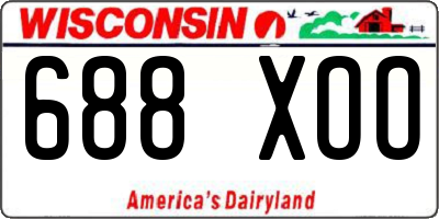 WI license plate 688XOO