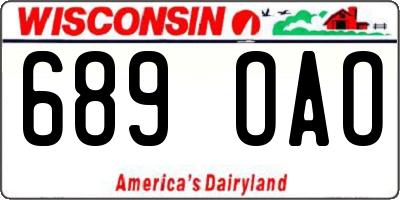 WI license plate 689OAO