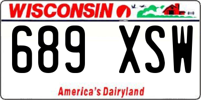 WI license plate 689XSW