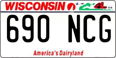 WI license plate 690NCG