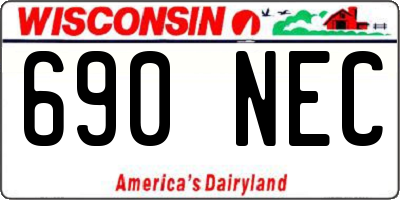 WI license plate 690NEC