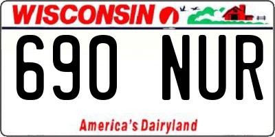 WI license plate 690NUR