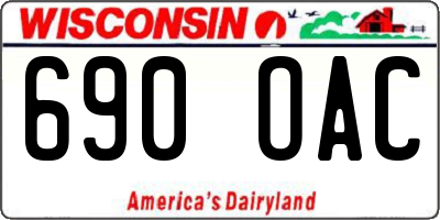 WI license plate 690OAC