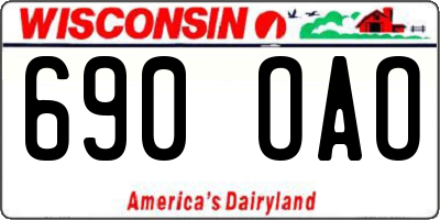 WI license plate 690OAO