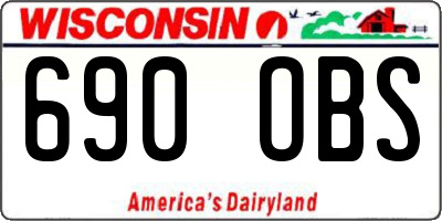 WI license plate 690OBS
