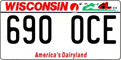WI license plate 690OCE