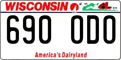 WI license plate 690ODO