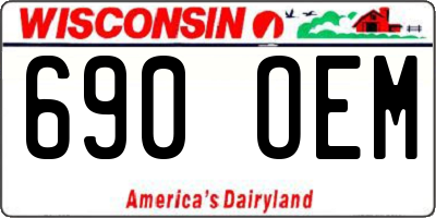 WI license plate 690OEM