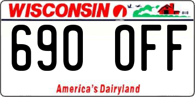 WI license plate 690OFF