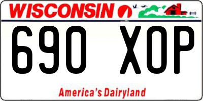 WI license plate 690XOP