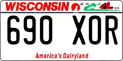 WI license plate 690XOR