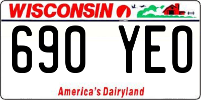 WI license plate 690YEO