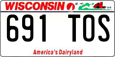 WI license plate 691TOS