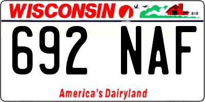 WI license plate 692NAF