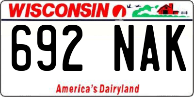 WI license plate 692NAK