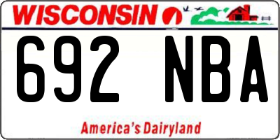 WI license plate 692NBA