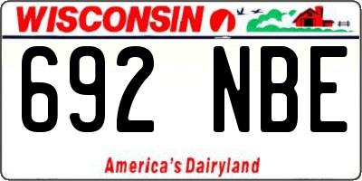WI license plate 692NBE