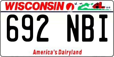 WI license plate 692NBI