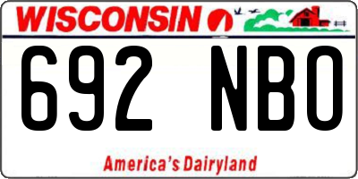 WI license plate 692NBO